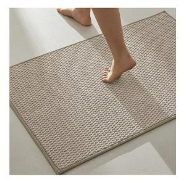 TYUU Bathroom Rugs Non Slip Washable, Super Absorbent Thin Bath Mat Quick Dry Low Pile Bathroom Rug, Beige 24"x36"