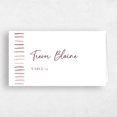 Light Burgundy, Red Wedding Place Card - Lund