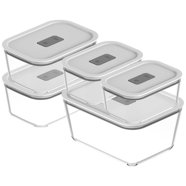 OU Glass Food Storage Container Set 10pc Microwave, Freezer & Dishwasher Safe, Airtight Leak Proof Lid with Microwave Valve, Stackable