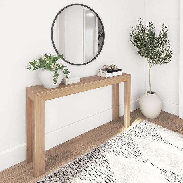 Plank+Beam Modern Solid Wood Console Table, 56 Inch, Sofa Table, Narrow Entryway Table for Hallway, Behind The Couch, Living Room, Foyer, Easy Assembly, Blonde