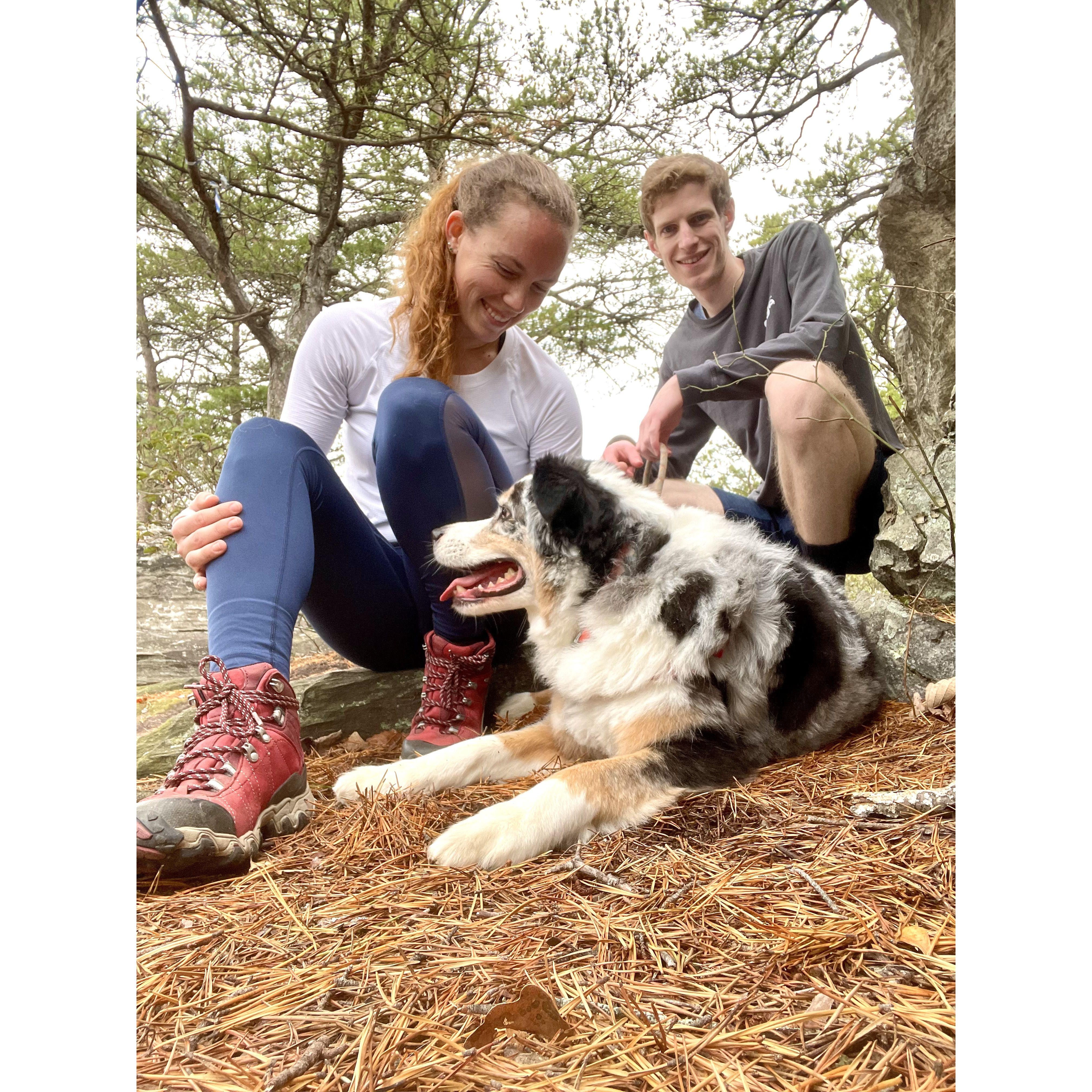 Our New Year's Eve hike at Hanging Rock, 2022 with Carter.