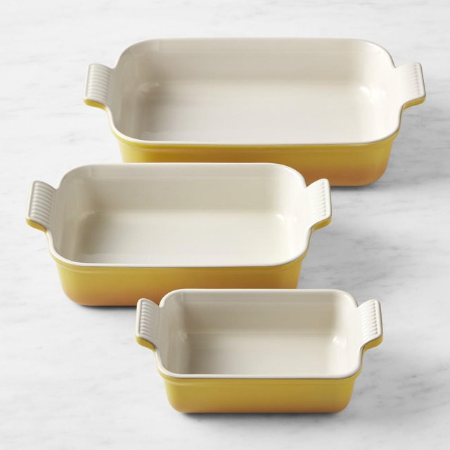 Le Creuset Heritage Open Rectangular Dishes, Set of 3, Nectar