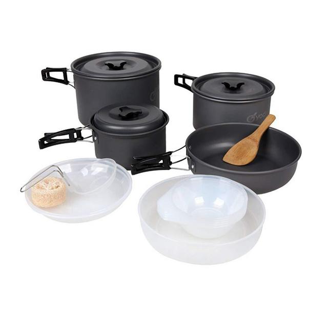 yodo Anodized Aluminum Camping Cookware Set Backpacking Pans Pot Mess Kit for 4-5 Person