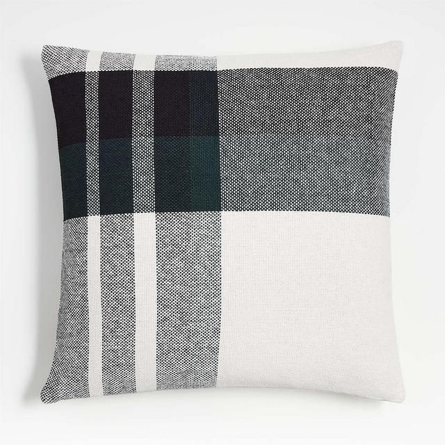 Spruce Green Organic Holiday Plaid 23"x23" Throw Pillow with Down-Alternative Insert