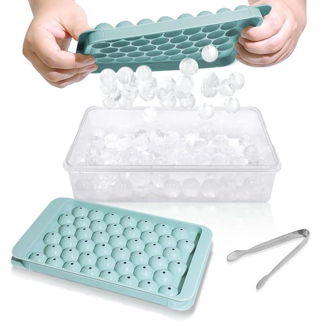 WIBIMEN Ice Cube Tray with Lid and Bin - 0.8" Round Ice Trays for Freezer with Lid - Ice Cube Trays for Freezer with Ice Container