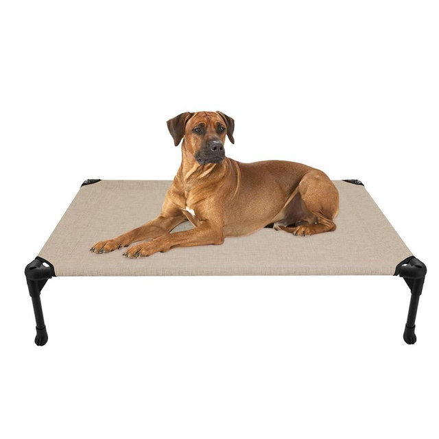Veehoo Outdoor Elevated Dog Cot Bed, Cooling Raised Pet Bed for Large Dogs, Washable Breathable Mesh Hammock Bed with No-Slip Feet, Indestructible Ground Off Training Platform Cot-CWC2439CP6XXL