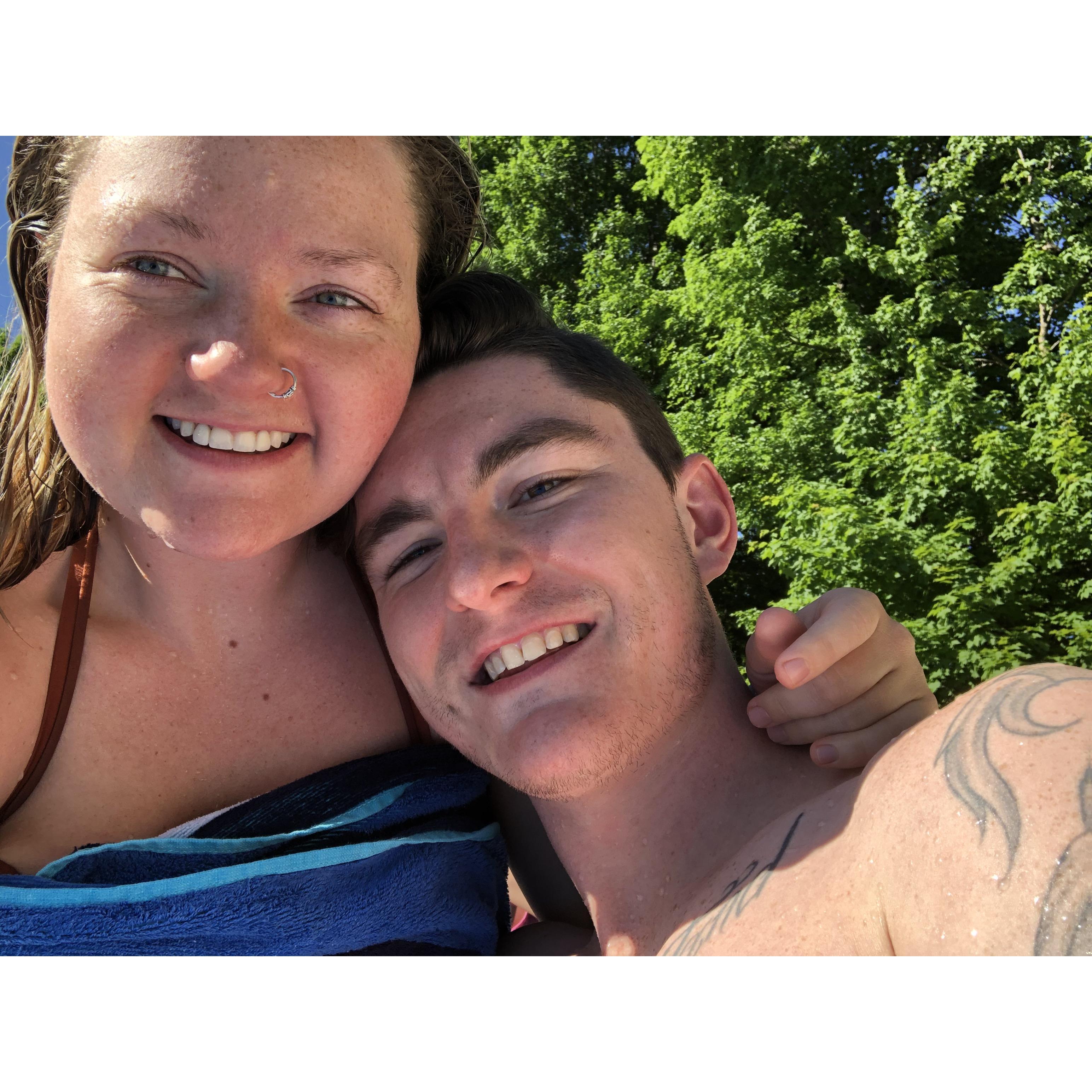 Swimming at Deb's pool this summer!
