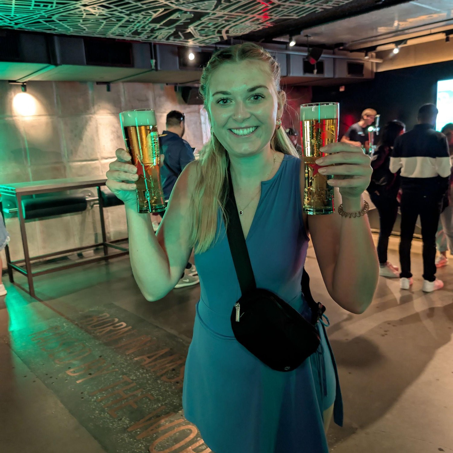 Chrissy won the Heineken draft pour contest. The prize was an extra beer haha