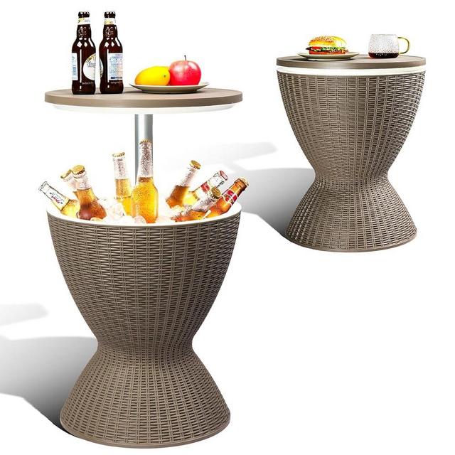 Outvita Outdoor Cooler Side Table, Modern Outdoor Patio Furniture & Hot Tub Cool Bar Table – 8 Gallon Beer and Wine Cooler for Cool Entertaining Party Yard