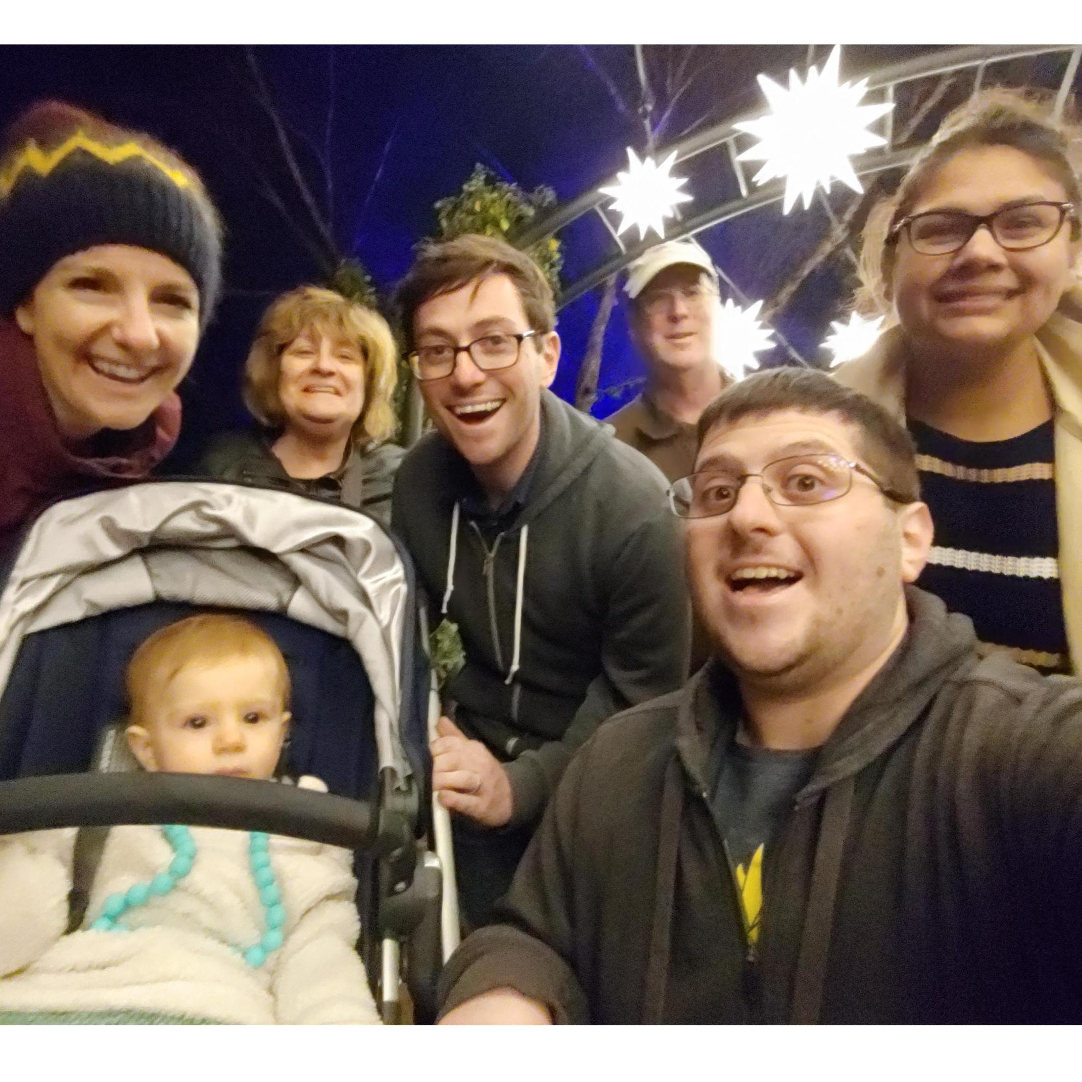 Family time with Jason, Becky, Magnus, and Harri's parents at Descanso Gardens for their holiday festivities!