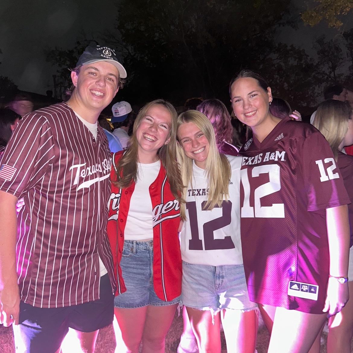 Carter and Rachel with their friends Jaclyn and Kelli at a BYX Jersey Party!