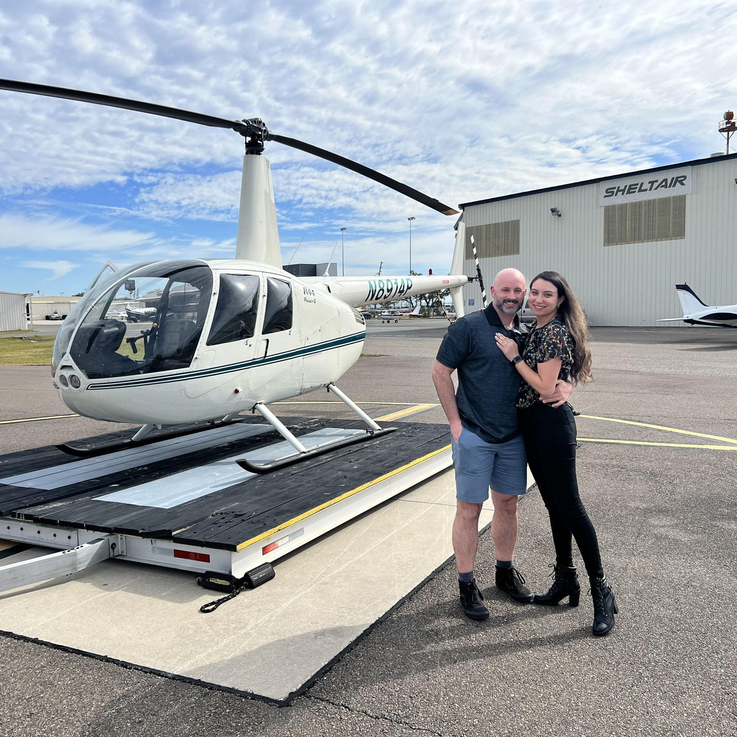 Proposal before a helicopter ride over St. Pete