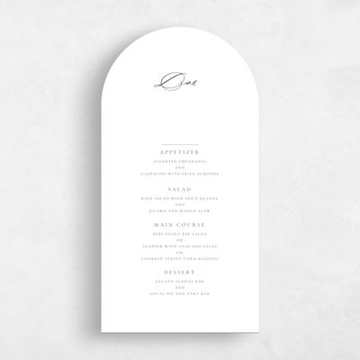 Green Arch Wedding Menu - Brantley