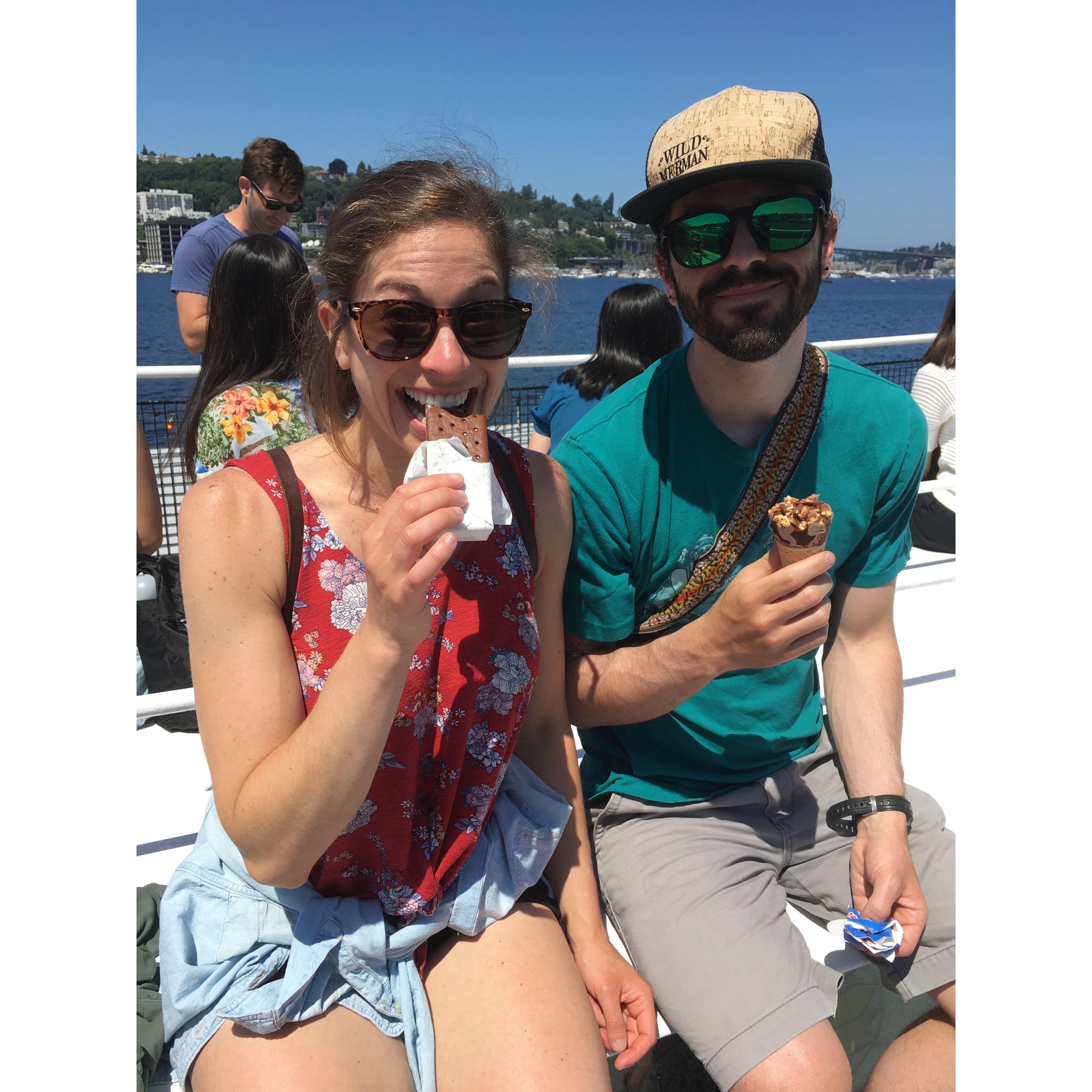 Ice cream boat on lake Union in Seattle