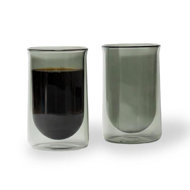 FLUR Tasting Glass (Set of 2): For Coffee, Matcha and Tea - Double-Walled Borosilicate Glass - Handmade - 11oz (Smoke)