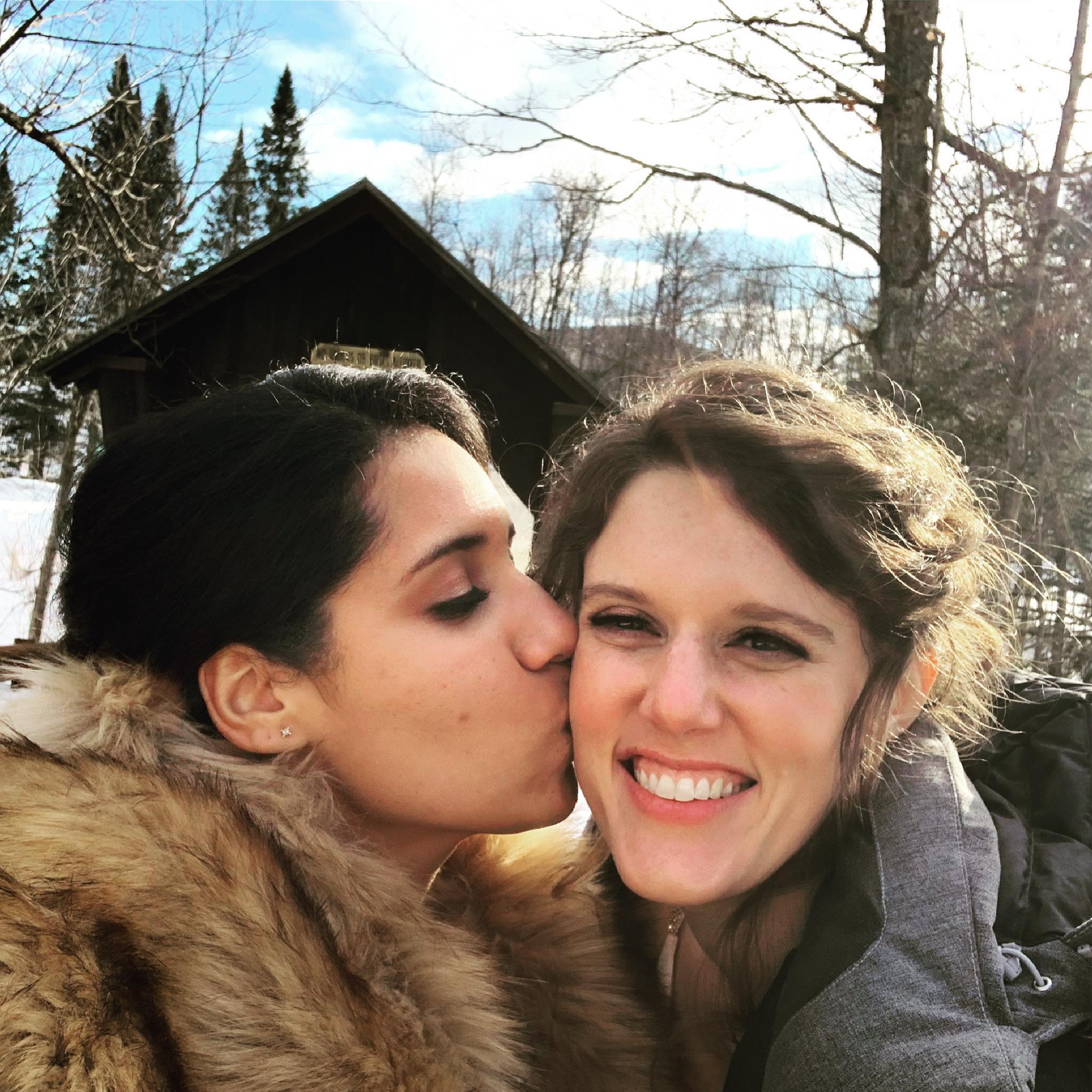 We had just gotten married and snapped a quick selfie while getting set up for our official elopement photos. Emily couldn't stop smiling.