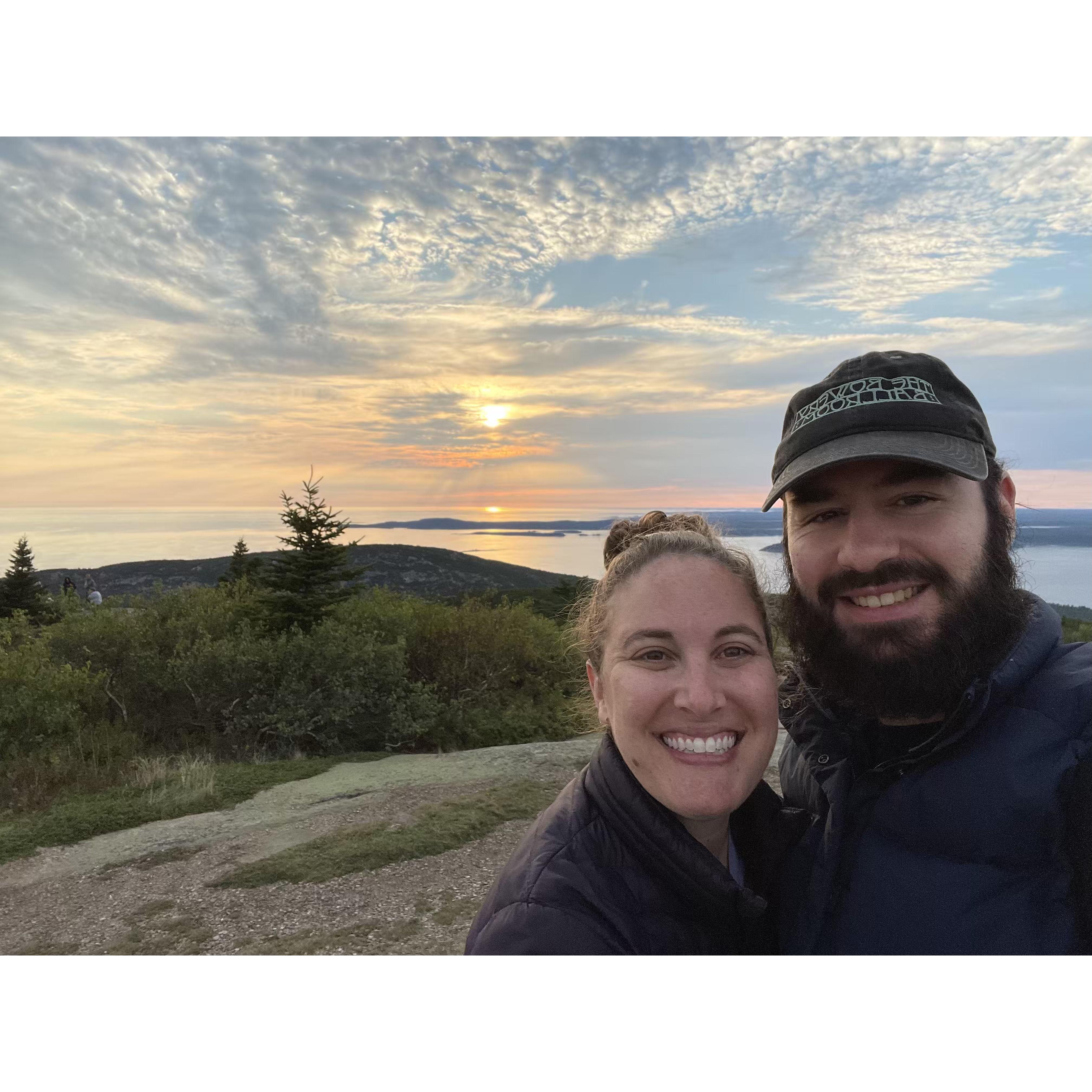 Up bright and early for the sunrise on Cadillac Mountain in Acadia National Park.