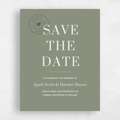 Green Destination Wedding Save the Date - Perch Stamp