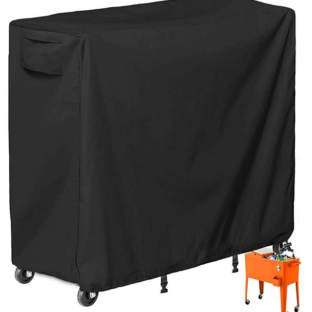 Rolling Cooler Cart Cover, High Density Waterproof 80 Qt Patio Cooler Cover, W34*D19*H31 Inch, Black