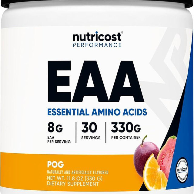 Nutricost EAA Powder 30 Servings - Passion Fruit, Orange, and Guava (POG) - Essential Amino Acids - Non-GMO, Gluten Free, Vegetarian Friendly