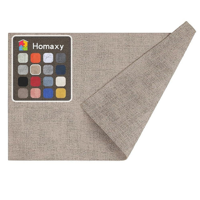 Homaxy Faux Leather Heat Resistant Placemats for Dining Table Set of 8, Waterproof Wipeable Washable PU Table Mats, Easy to Clean Anti-Slip Place Mats, 11.8" x 17", Light Brown
