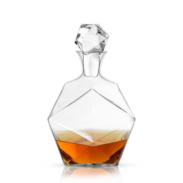 Viski Faceted Whiskey Decanter - Crystal Liquor Carafe, Stylish Barware - 40 oz, Clear Finish