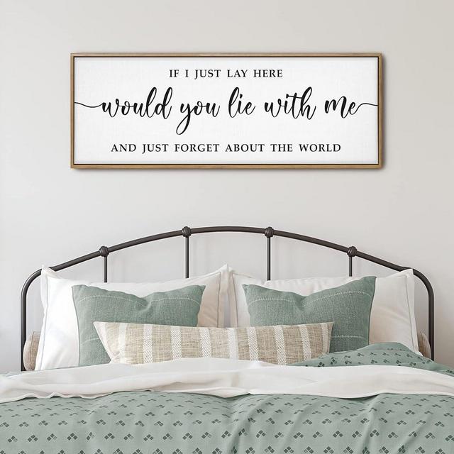 GraceView If I Lay Here Would You Lie With Me Wall Decor - 42”X15” If I Lay Here Would You Lie With Me Framed Wall Decor for Bedroom Wall Decor Above Bed for bedroom (Wood)