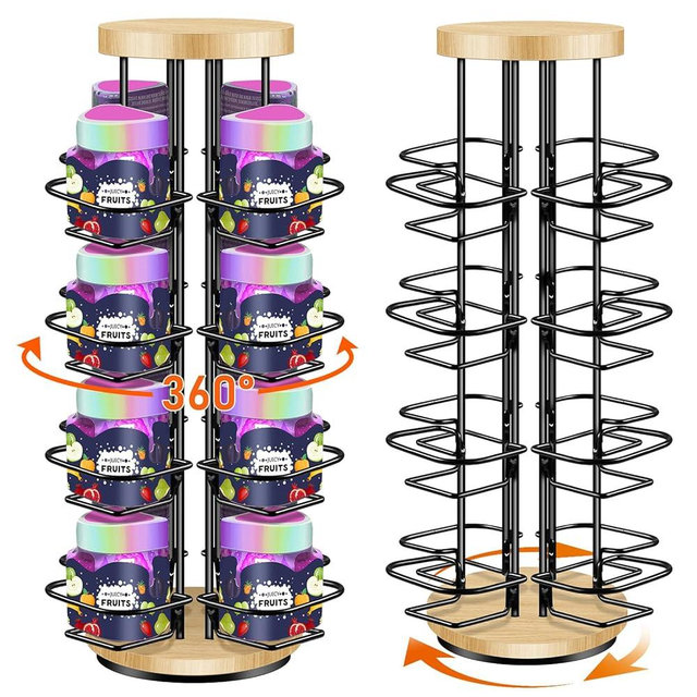 Dilobio Pod Holder for Ninja Thirsti Pods, 360° 16-Flavor Storage Holder Compatible with Ninja Thirsty Drink System, 4-Tier Thirsti Flavor Water Drops Organizer (Pack of 1)