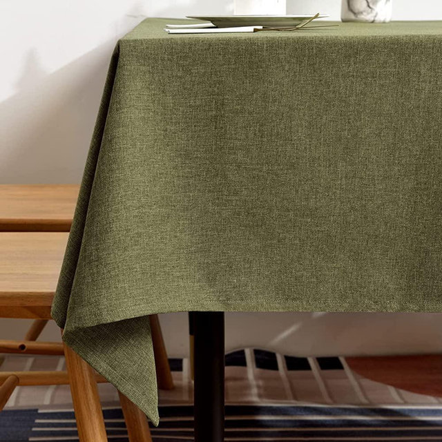 BALCONY & FALCON Washable Linen Rectangular Tablecloth, Waterproof, Oil-Proof, Crease-Proof and Dust-Proof Tablecloth, Used for Gatherings, Restaurants, Kitchens, Banquets (Olive, 57*118inch)