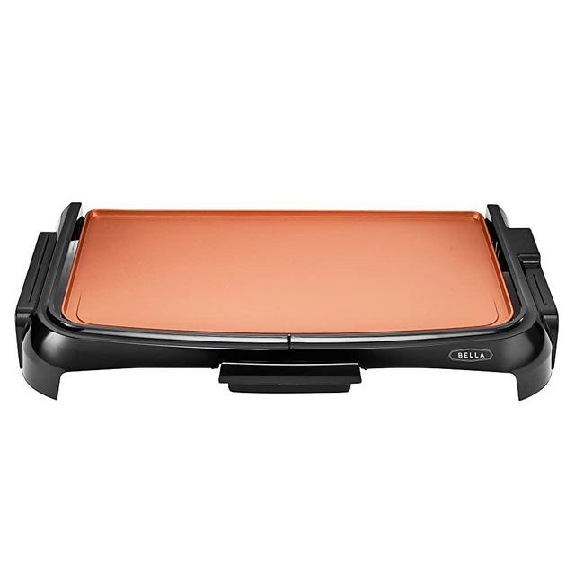 BELLA Griddle Ceramic Copper TI, Healthy-Eco Non-stick Coating, Hassle-Free Clean Up, Large Submersible Cooking Surface, 10" x 16", Copper/Black