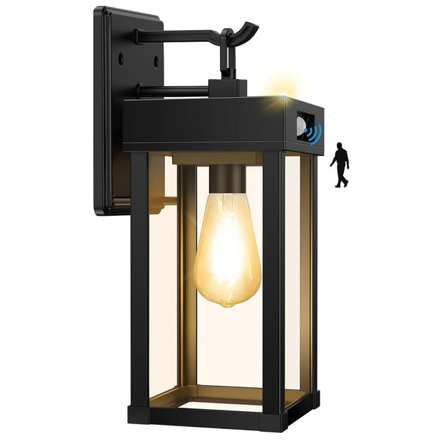 Ufelizor Solar Sconce Lights Outdoor with Motion Sensor & 3 Lighting Modes, Solar Wall Lights Outdoor Waterproof with Clear Panel, Wall Sconce Light Fixture for Garage Porch Yard