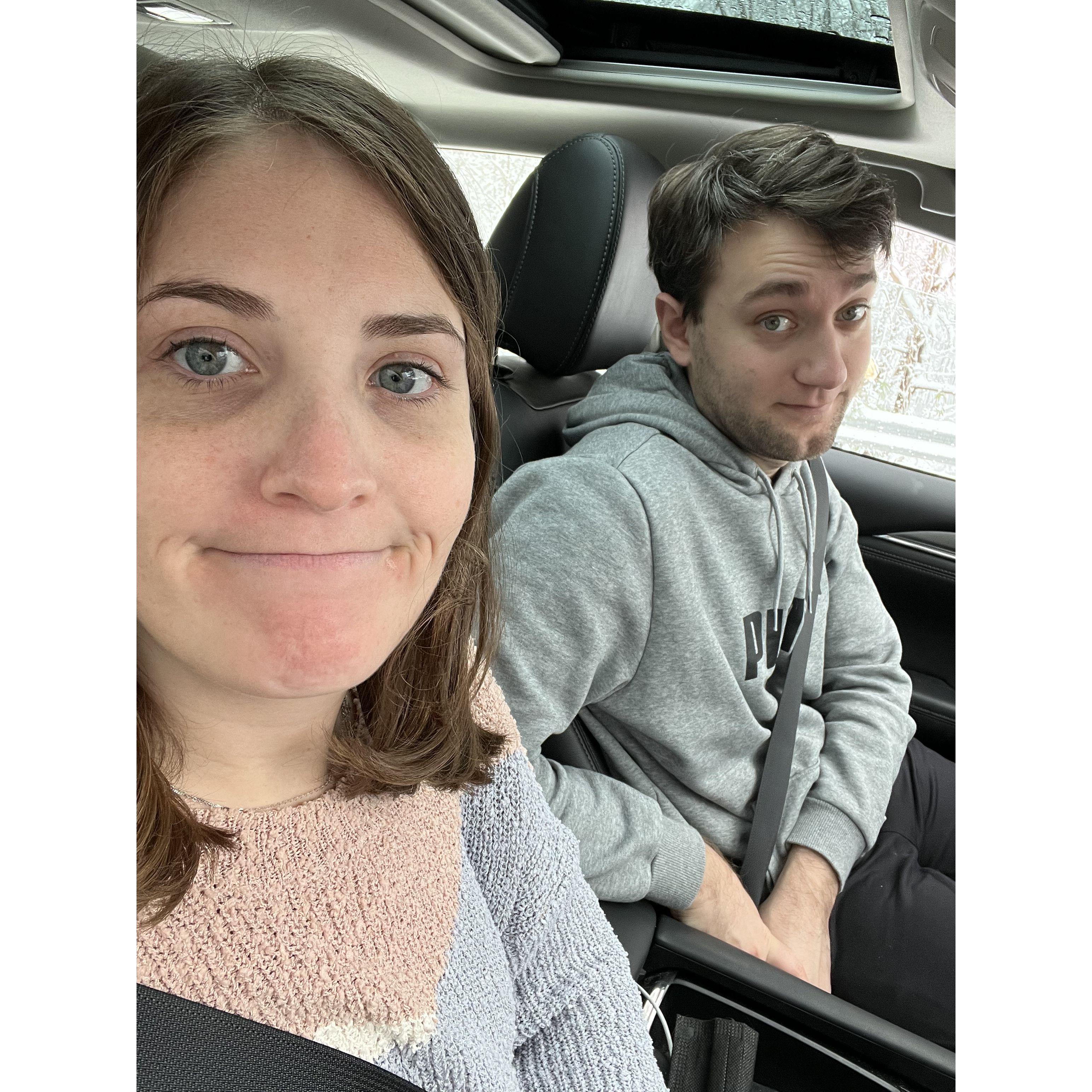 Started our relationship by getting stuck on I-95 for 14 hours in a snowstorm!