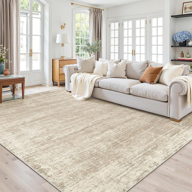 zesthome 7x9 Area Rugs for Living Room, Abstract Machine Washable Rug, Neutral Modern Soft Bedroom Rugs, Dining Room, Nursery, Non Slip Kitchen Carpet, Non-Shedding Indoor Home Office Rug