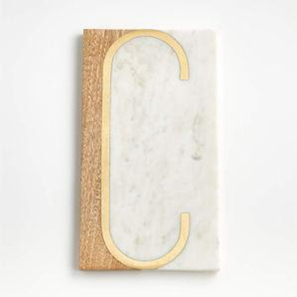 "C" Monogrammed Serving Board + Reviews | Crate & Barrel