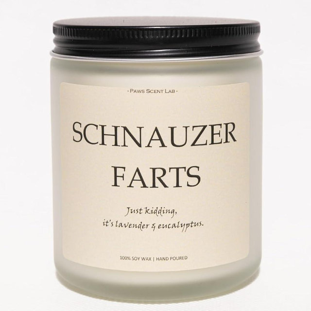 Schnauzer Gifts & Decor, Schnauzer Gifts for Women, Dog Farts Candle, Dog Mom Gift for Women - Lavender & Eucalyptus, Crafted by Natural Soy Wax & Natural Essential Oils, 7OZ
