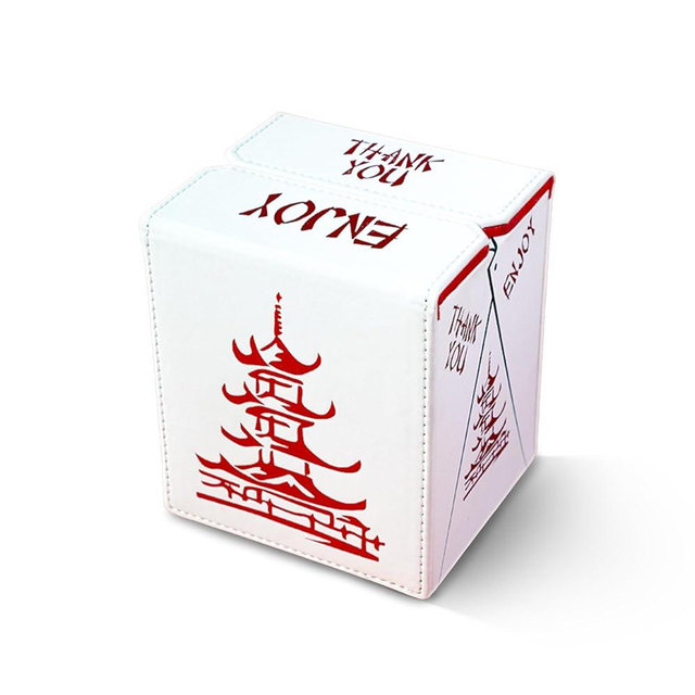 SleeveChief - China To Go! Trading Card Deck Box | vegan leather & Holo Design | MTG commander deck box & for ALL other trading card games | fits 100 double Sleeved Cards - for TCG Enthusiasts