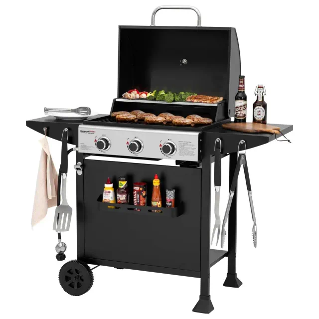 RoyalGourmet 3-Burner BBQ Liquid Propane Gas Grill GH3001HTG Black