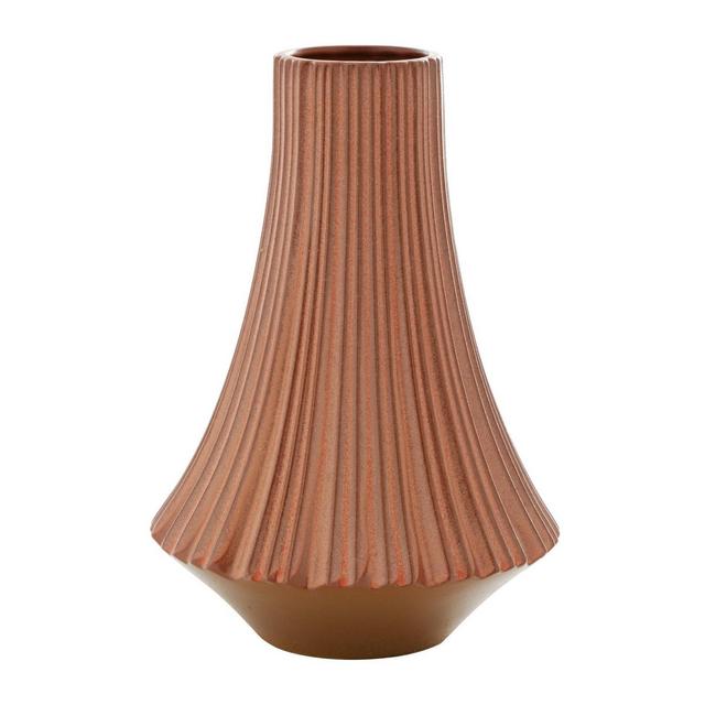 13'' x 9'' Ceramic Ribbed Vase Orange - Olivia & May