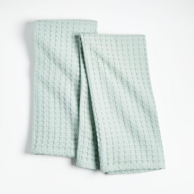 Oversized Waffle Mint Dish Towels, Set of 2