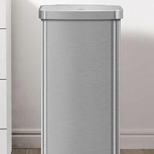 EKO Hudson Matte Stainless 75 Liter/20 Gallon Step Trash Can with Rear Trash Bag Storage Compartment