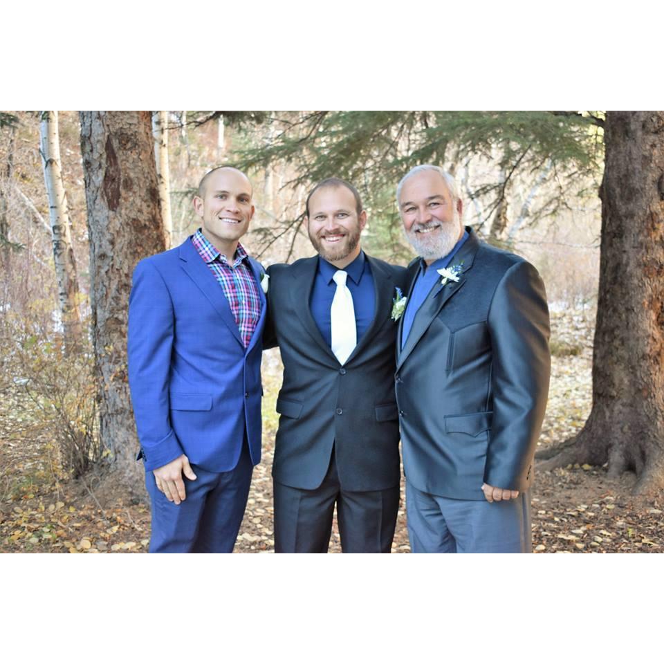 Ryan with his father Keith and brother RP at RP & Miranda's wedding in the Black Hills of South Dakota.