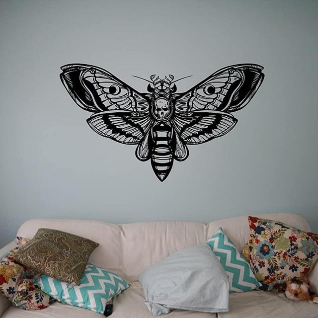 Butterfly Skull Wall Decal Vinyl Sticker Gothic Home Interior Living Room Decor Door Stickers Om Housewares Bedroom Design Anti Stress Decor 3(btf)