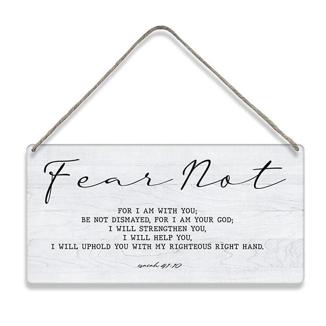 Bible Verse Home Wall Decor Fear not for I am with You Scripture Wooden Signs Rustic Hanging Wall Plaque Christian Sign