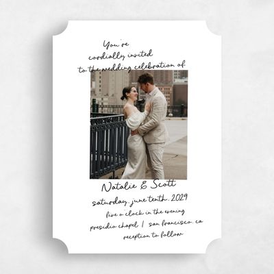White Ticket Wedding Invitation - Morgay Photo