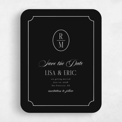 Black Rounded Wedding Save the Date - Idalia Portrait
