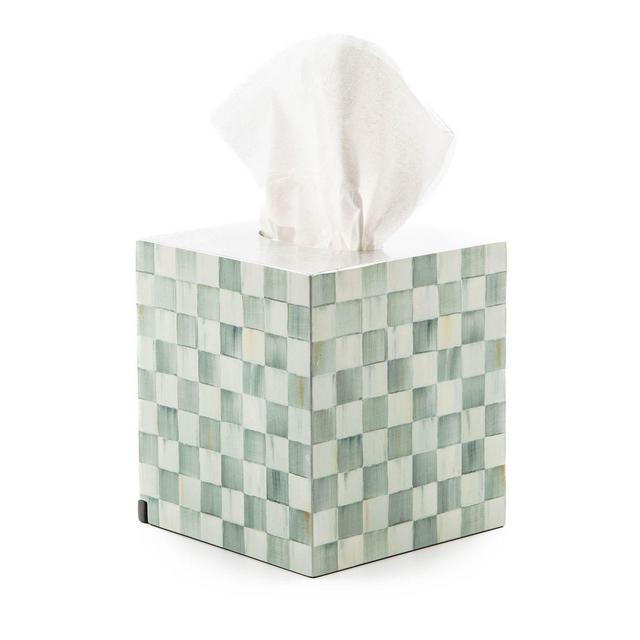 Mackenzie-Childs Sterling Check Lacquer Boutique Tissue Box Cover