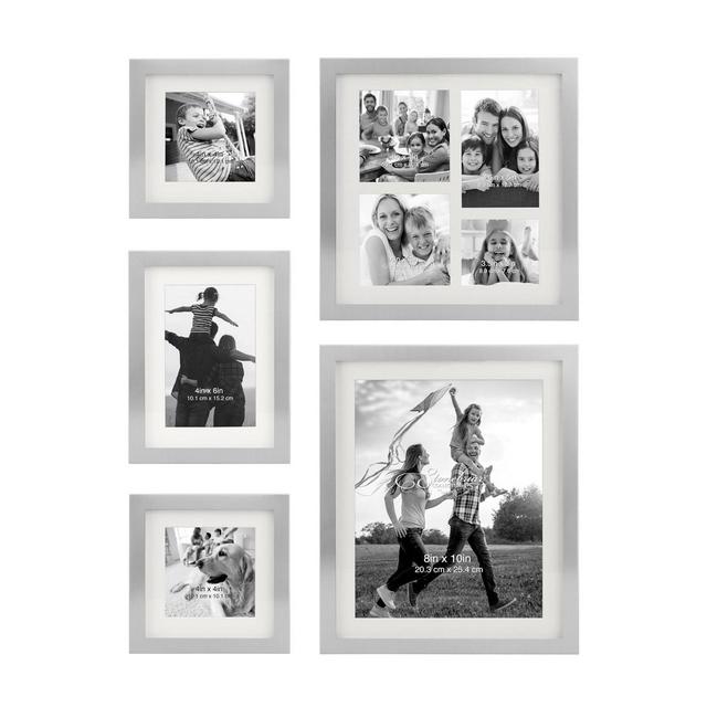 5pc Decorative Stamped Photo Frame Set Silver - Stonebriar Collection