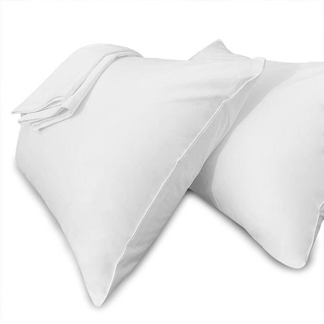 Pillow Cases Queen Size-100% Cotton Pillowcase Covers with Zipper Hidden, Wrinkle, Fade & Stain Resistant/Pillow Covers for Easy Care, 2 Pack/White