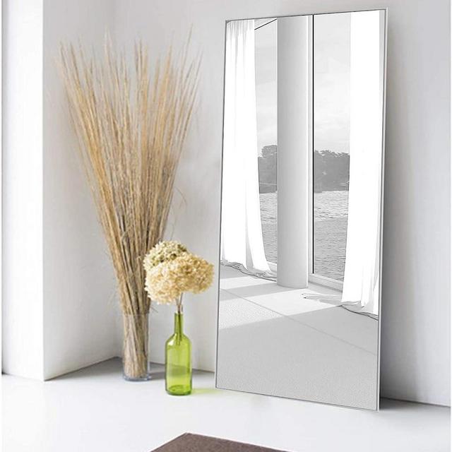 MIRUO Full Length Mirror Decor Wall Mounted Mirror Floor Mirror Dressing Mirror Make Up Mirror Bathroom/Bedroom/Living Room/Dining Room/Entry, White, 59" X 20"
