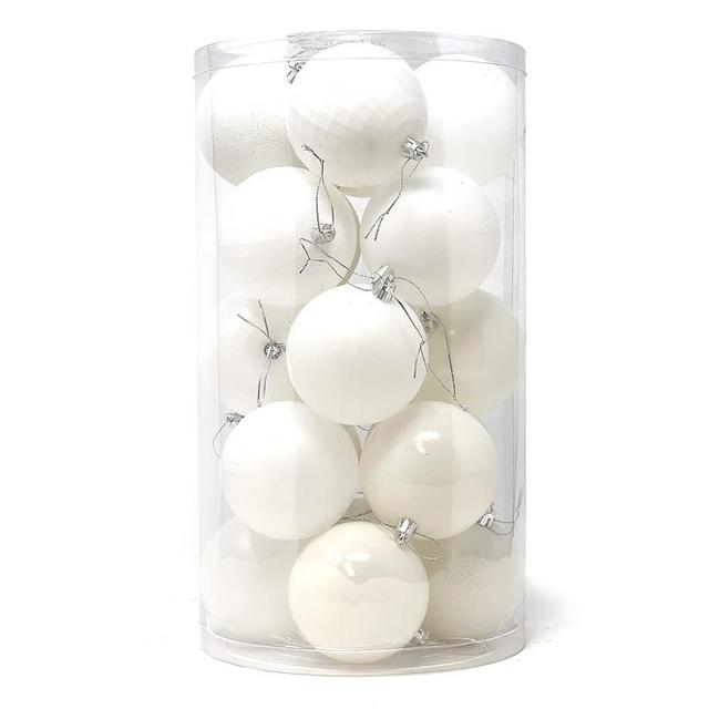 allgala 20 PK 3 Inch (8CM) Large Christmas Ornament Balls for Xmas Tree-4 Style-White